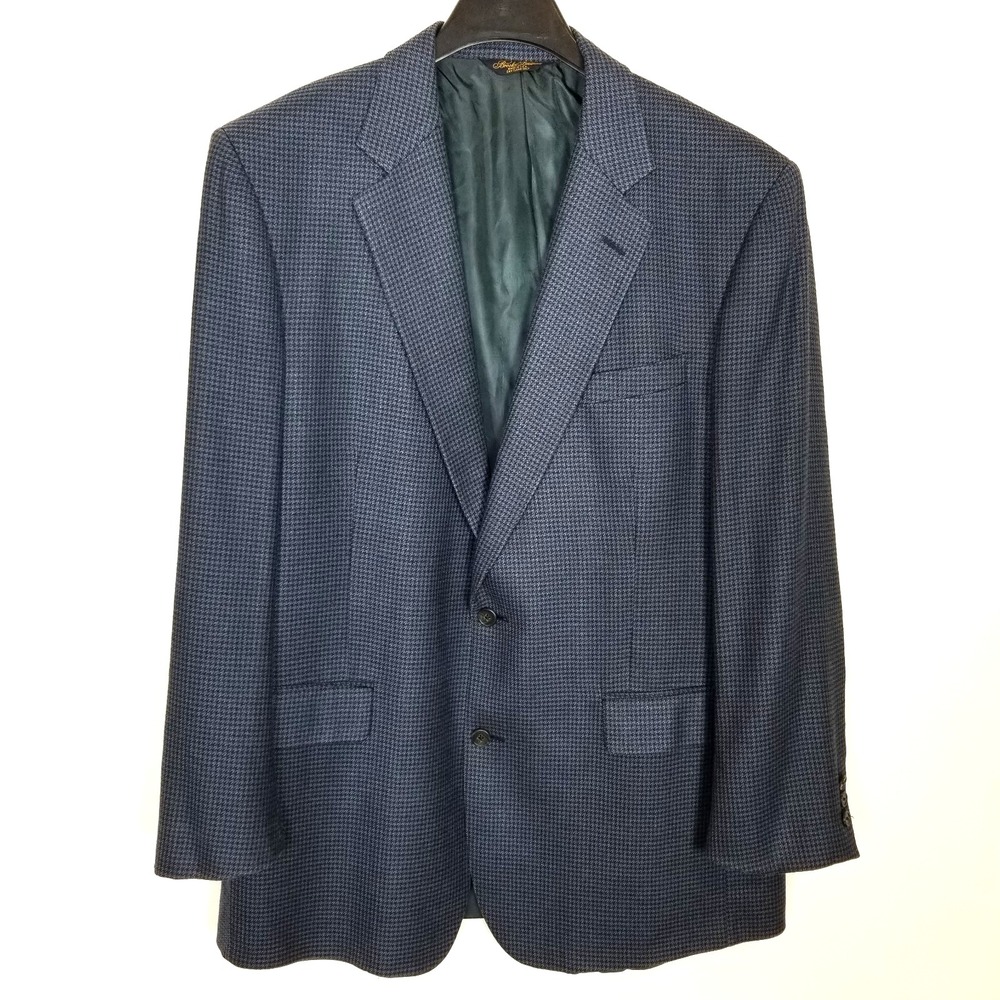Brooks Brothers Navy and Dark Blue Houndstooth Sport Coat